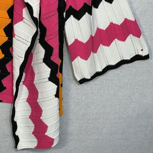 Nicaya Open Cardigan Women L Multicolor Print 3/4 Sleeve Stretch Knit D24 - Picture 11 of 13